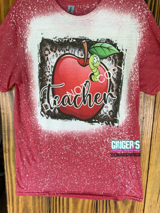 TEACHER APPLE- BLEACHED SHORT SLEEVE