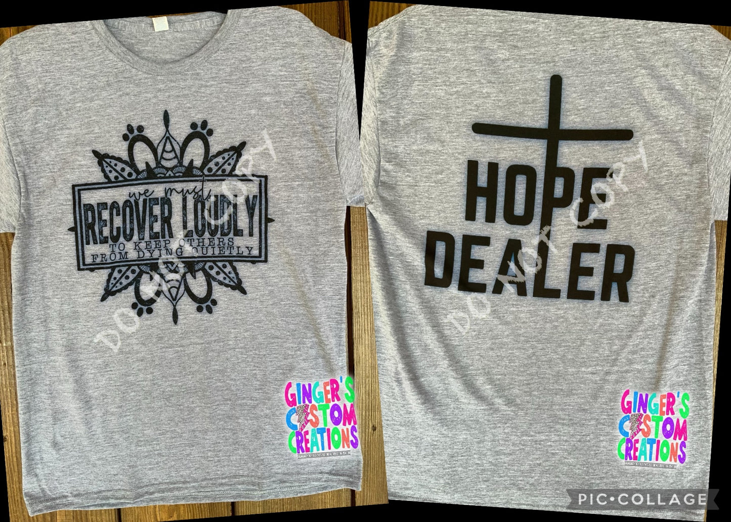 ASH GREY WE MUST RECOVER LOUDLY HOPE DEALER FRONT & BACK TEE