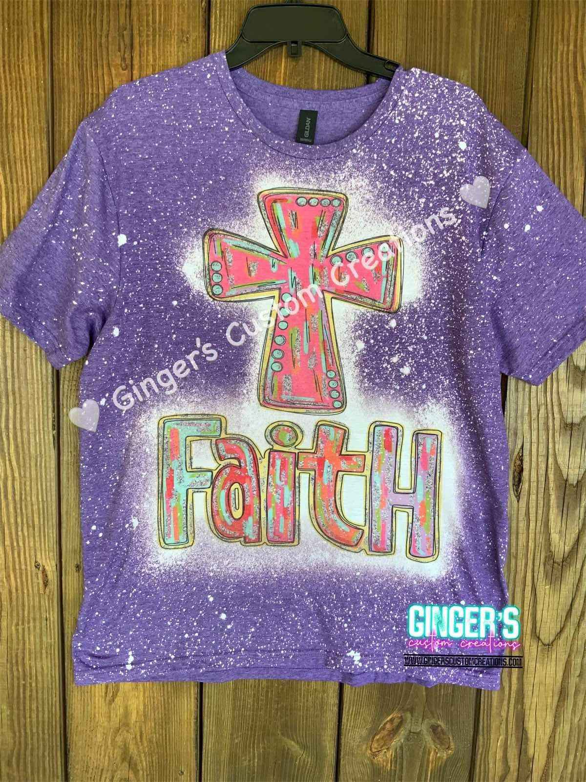 FAITH CROSS - BLEACHED SHORT SLEEVE